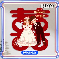 Chữ Hỷ 3D Trang Trí Phòng Cưới, Xe Hoa, Đám Cưới Hoạt Hình III 40x45cm