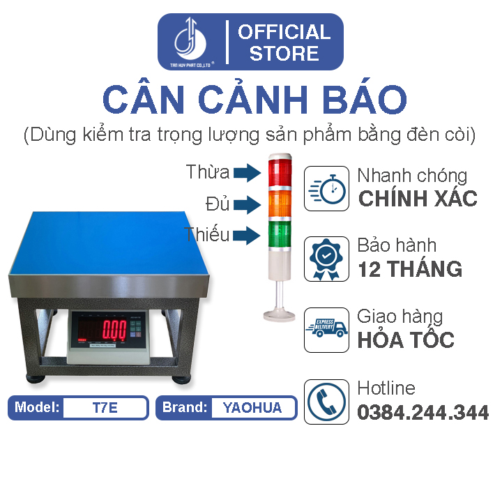 Hình ảnh Cân ghế kiểm tra trọng lượng T7E 60kg/ 100kg/ 150kg/ 200kg/ 300kg với đèn cảnh báo 3 tầng, KT mặt bàn 40x50cm