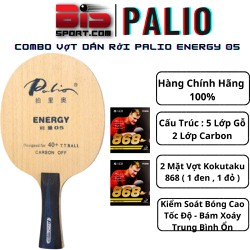 Combo Vợt Bóng Bàn Dán Rời Chuyên Nghiệp : Cốt Palio Energy 05 ( 5 gỗ 2 carbon ) + 2 Mặt Kokutaku 868