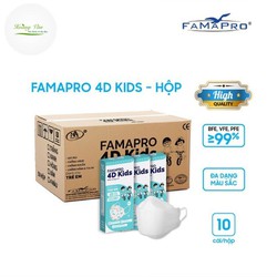 Thùng 50 Hộp Khẩu trang trẻ em 4D Kid Famapro - Hộp 10 cái