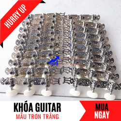Bộ Khóa Đàn Guitar Classic Màu Trắng Viền Bạc