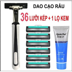 Dao cạo râu kèm 36 lưỡi kép thay thế, tặng 1tuýp bọt