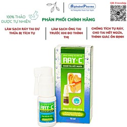 Ray-C, Dung Dịch Phun Sương Vệ Sinh Tai, Làm Sạch Ráy Tai, Chai 10ml