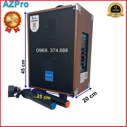 Loa kéo bluetooth chính hãng AZPRO,AZ-8-A,Bass 20 thùng gỗ cao cấp,tặng 2 mic không dây hát Karaoke