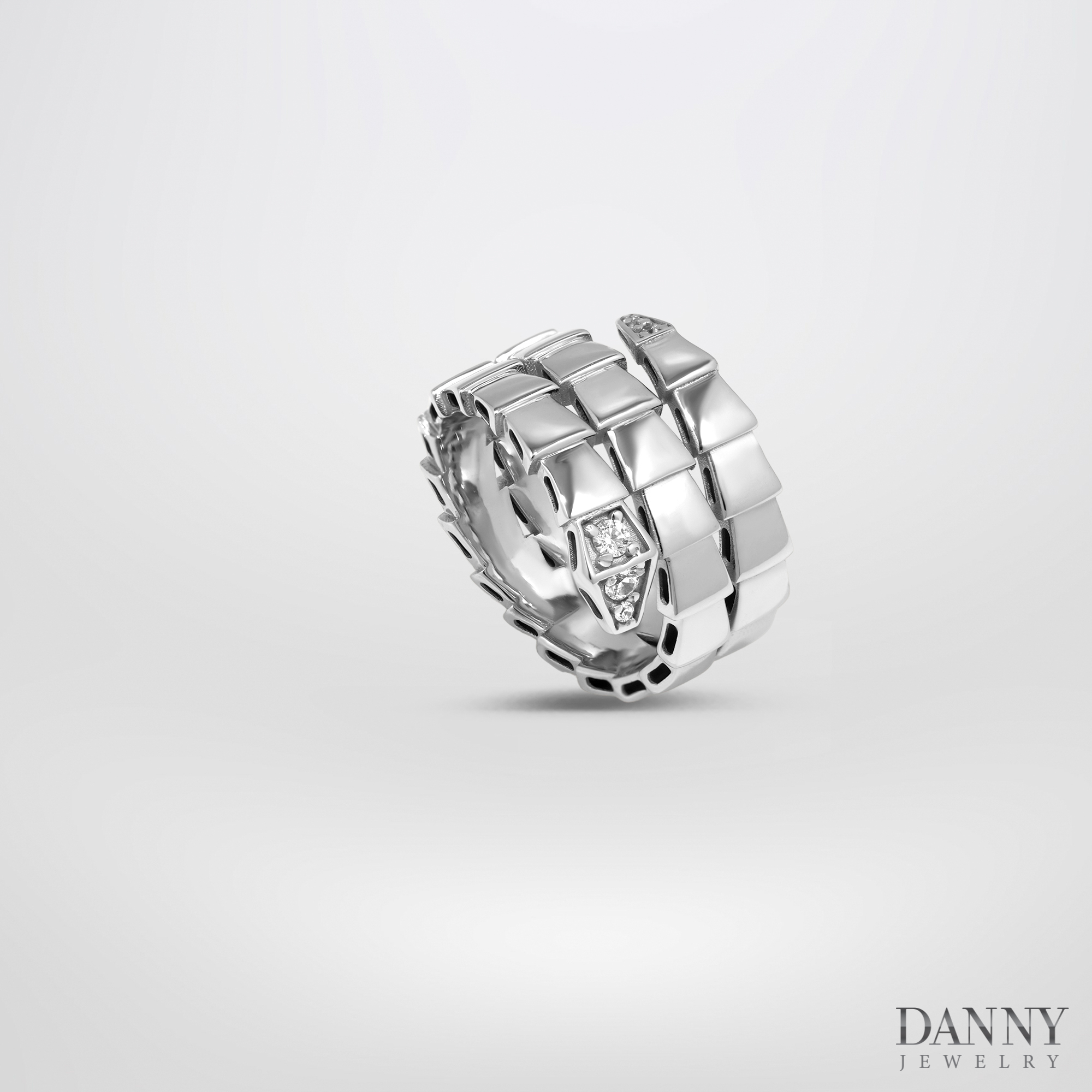Hình ảnh Nhẫn Danny Jewelry Bạc Thổ Nhĩ Kỳ Xi Rhodium Đính Đá CZ Biểu Tượng Rắn N0004TNK
