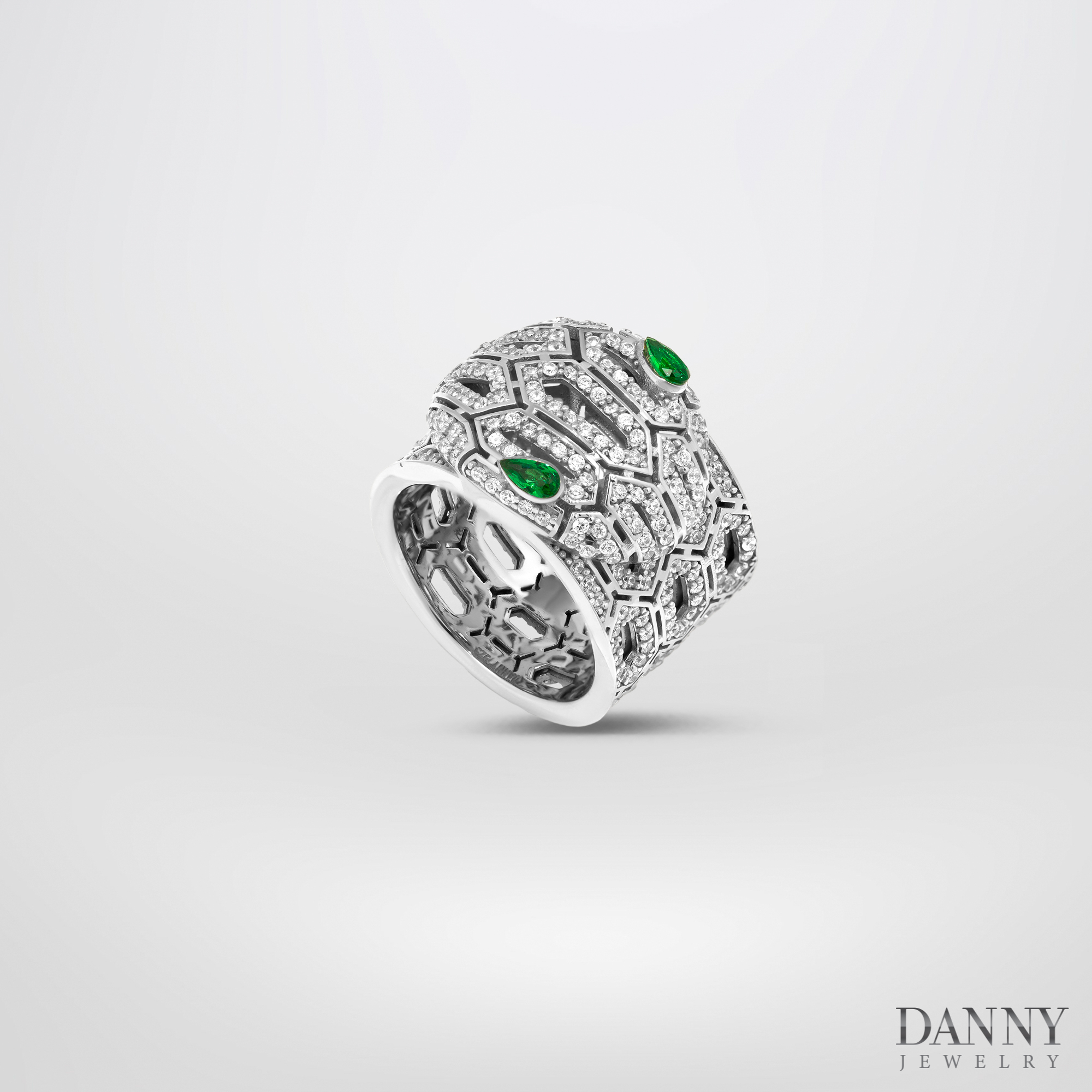 Hình ảnh Nhẫn Danny Jewelry Bạc Thổ Nhĩ Kỳ Xi Rhodium Đính Đá CZ & Đá Zircon Biểu Tượng Rắn N0003TNK