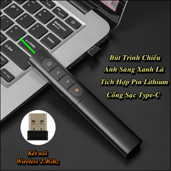 Bút Trình Chiếu Ánh Sáng Xanh RIRC Green Sạc Pin Type-C (đạt chuẩn FCC,CE,RoHS) - Hanrui Shop