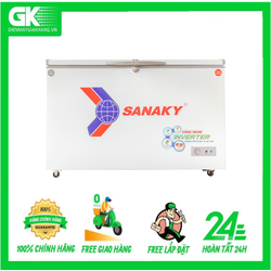 Tủ đông mát Sanaky Inverter 280 lít VH-4099W3 Công nghệ tích hợp làm lạnh trực tiếp,Dàn lạnh Đồng