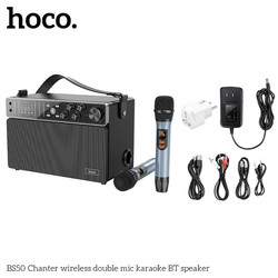 Loa xác tay karaoke Bluetooth Hoco BS50 tặng kèm 2 míc