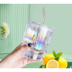 Cốc Thuỷ Tinh Màu Sắc ColorFul Kèm Ống Hút
