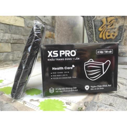 Hộp 50 Khẩu Trang Y Tế XS PRO 4 Lớp Màu Đen Cá Tính