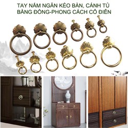 01 Tay nắm ngăn kéo, cánh tủ phong cách cổ điển, bằng đồng đặc, mẫu S4