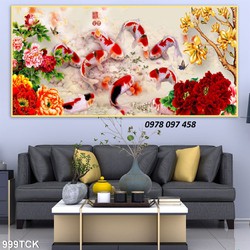 Gạch 3D - tranh cá và hoa