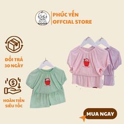 Bộ cộc tay XOOP cotton lụa in giỏ hoa cho bé gái (12-22kg) BC80, quần áo trẻ em mặc nhà,đi chơi,du lich Sendo