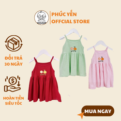 Váy 2 dây  XOOP cotton tổ ong in quả cam cho bé gái (12-30kg) V14, quần áo trẻ em mặc nhà,đi chơi  Sendo