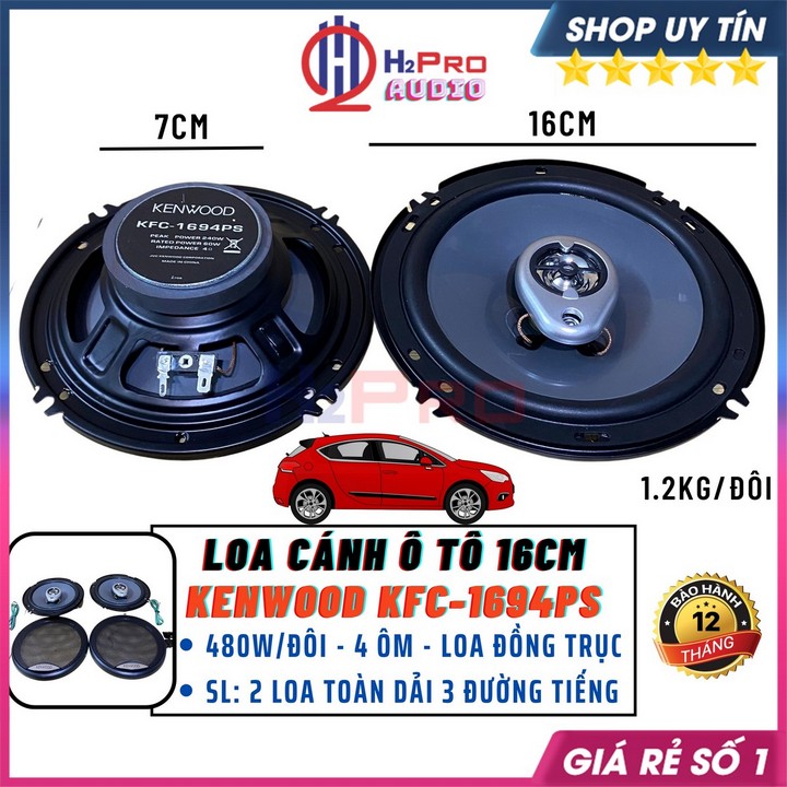 Hình ảnh Đôi Loa Cánh Cửa Ô Tô Bass 16 Kenwood Kfc-1694Ps 480W Toàn Dải 3 Đường Tiếng, Độ Âm Thanh Xe Hơi Cao Cấp-H2Pro Audio