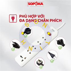 Ổ Cắm Điện Chịu Tải 2200W SOPOKA 3M2-6M2 Ổ Điện Công Tắc An Toàn