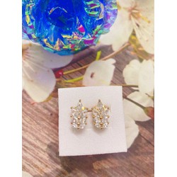 Bông Tai Nữ Chiếc Lá Đính Đá Lấp Lánh Mạ Vàng
