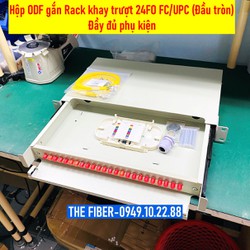 Hộp ODF Gắn Rack Khay Trượt 24FO FC/UPC - Đầy Đủ Phụ Kiện