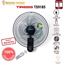 Quạt Treo Tường Có Điều Khiển Tiross TS9185 - Công suất 50W - Hẹn Giờ Tắt - BẢO HÀNH 12 THÁNG