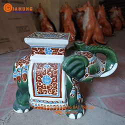 Đôn voi gốm sứ màu xanh