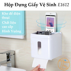 Hộp đựng giấy vệ sinh e1612 dán tường có khe để điện thoại trong nhà tắm, nhà bếp