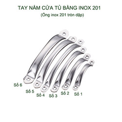 Combo 5 Tay nắm cửa tủ bếp, tủ cá nhân bằng ống inox 201 tròn dập