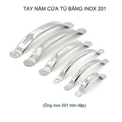 Bộ 5 Tay nắm cánh cửa tủ, ngăn kéo bàn bằng ống inox 201 tròn dập