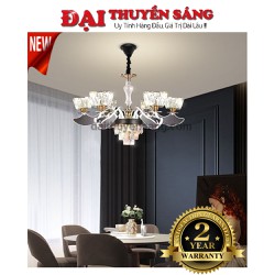 Đèn thả, đèn chùm pha lê K9 trang trí 3 chế độ ánh sáng cho phòng khách, nhà bếp -C1264 Mẫu 6 tay