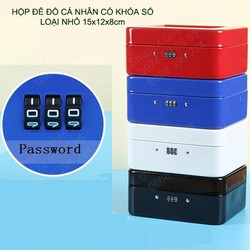 Hộp để đồ cá nhân bằng sắt có khóa số, dùng để tiền, trang sức đa năng rất an toàn, loại nhỏ 15x12x8cm