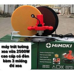 Máy trát tường xoa hồ đánh bóng chà nhám 6 cấp độ 2 tay cầm có đèn siêu sáng kèm 3 miếng đế xoa 1 cây khuấng sơn, HiMOKI