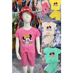 Bộ Thun Bé Gái In Mickey Guccii,Size 9,5-21,5Kg,10 Tháng Đến 5,5 Tuổi, Áo Quần Thun Bé Gái Dễ Thương