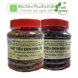 Lọ Hạt tiêu Đăk Lăk 120gr hồ tiêu sạch nguyên chất (Tùy chọn đã xay hoặc nguyên hạt) - Vườn Đặc Sản