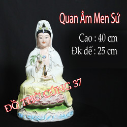 [ Cao 40 cm ] TƯỢNG QUAN ÂM MEN SỨ