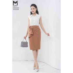 Chân váy dáng ôm, tà bong đính cúc TT MMOutfit JU1122194