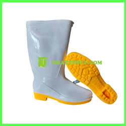 [Ảnh thật] Ủng nhựa Hoa San màu trắng đế vàng