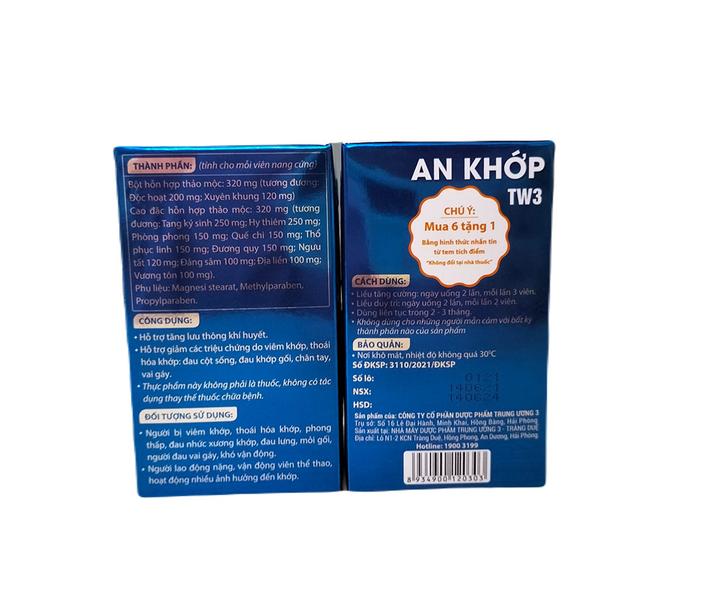 Hình ảnh Viên Uống An Khớp TW3 hỗ trợ tăng cường lưu thông khí huyết, giúp giảm các biểu hiện đau mỏi xương khớp 30 viên - Top1