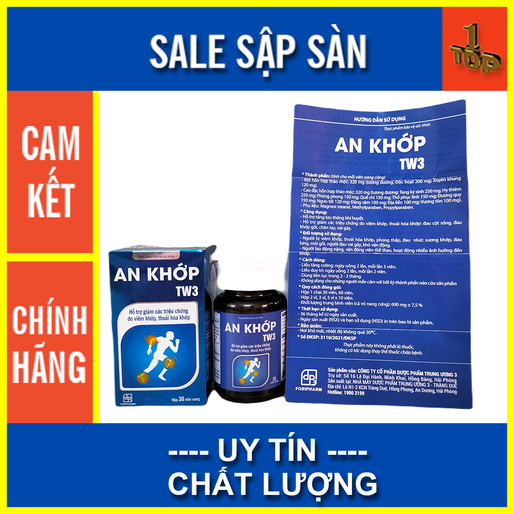 Hình ảnh Viên Uống An Khớp TW3 hỗ trợ tăng cường lưu thông khí huyết, giúp giảm các biểu hiện đau mỏi xương khớp 30 viên - Top1