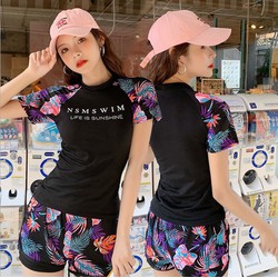 Bộ đồ bơi bikini nữ hai mảnh cộc tay kín đáo tôn dáng giấu bụng đi tắm biển - B.25