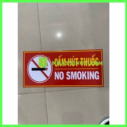 [Ảnh thật] bảng cấm hút thuốc chất liệu bằng tôn  và meca - kích thướt 16x35cm- Hình thật, có sẵn