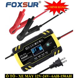 Sạc bình ắc quy 12V 24V 3Ah - 150Ah FOXSUR tự ngắt khi đầy chức năng bảo dưỡng phục hồi ắc quy bằng khử sunfat