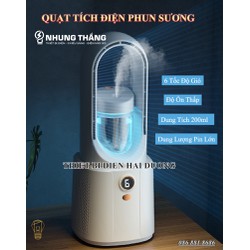 Quạt Tích Điện Phun Sương Không Cánh Để Bàn QB-E1-PS -  6 Tốc Độ Gió - Màn Hình LED Đa Chức Năng - Bảo Hành 1 Năm
