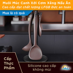 Muôi Múc Canh Xới Cơm Xẻng Nấu Ăn Silicone Cao Cấp Không Mùi An Toàn Với Lớp Chống Dính Đạt Chất Lượng LFGB Đức