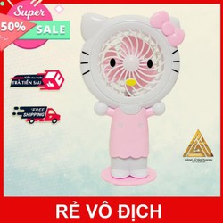 [PIN CHẠY 6 TIẾNG] Quạt cầm tay mini pin sạc tích điện Hello Kitty có đèn LED  pin trâu  giá rẻ