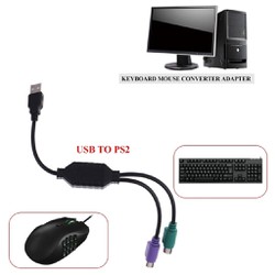 Dây cáp chuyển đổi cổng cắm usb sang ổ cắm đôi ps2 cho bàn phím và chuột - màu đen
