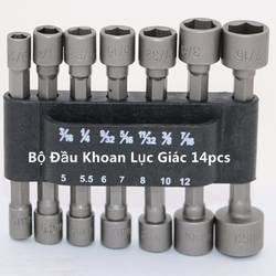 Bộ Đầu Khoan Lục Giác tháo, lắp ghép bulong đai ốc