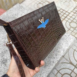 Clutch nam cầm tay [DA BỤNG CÁ SẤU PHIÊN BẢN MÀU NÂU LỊCH LÃM]