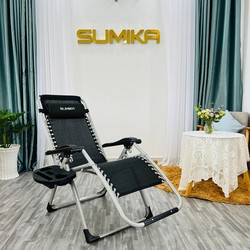 Ghế xếp thư giãn Sumika 179 (Lưới đen, khung xám)