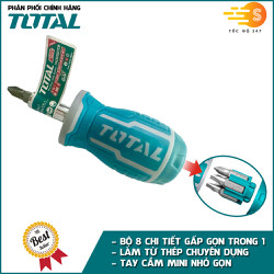 Bộ tua vít 8 chi tiết nhỏ gọn đa năng TOTAL TACSDS0706 - loại mini, thép chuyên dụng CR-V, tay cầm nhựa nhám chắc chắn