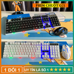 Bộ bàn phím + lót + chuột máy tính G21 (TRẮNG/ĐEN) có dây giả cơ, combo bàn phím chuột sử dụng máy tính bàn, Laptop